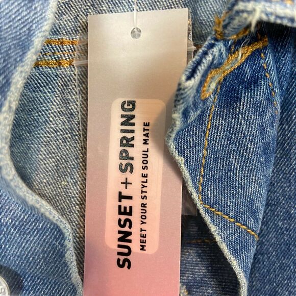 Rainbow Ruffle Jean Jacket Sunset & Spring Blue Denim Ribbon Trim Size Small New - Picture 5 of 12